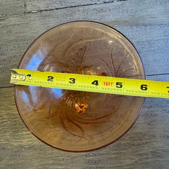 Tiara Indiana Glass Coral Blush Empress Louvre 6" Mint Candy Dish 3 Toed Bird - Picture 8 of 16